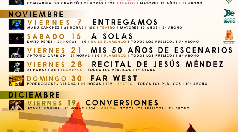 Este viernes arranca la ‘Programación de Otoño’ más amplia de la Delegación de Cultura de Mairena del Alcor