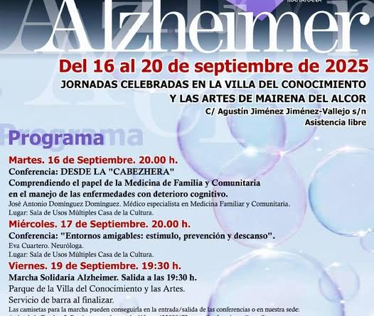 El Día del Alzheimer contará en Mairena de Alcor con una semana divulgativa sobre la enfermedad