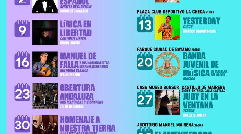 Programación completa por días y espacios de los espectáculos de «Un verano de Cine»